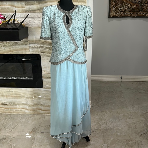 Brillante by JA Dresses & Skirts - New With Tags Light‎ Blue Brillante by JA Formal Beaded Long Dress. Size M